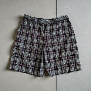 IZOD Men's Performance Black Pink Plaid Shorts Size 36